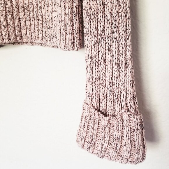 Free People Pink Marled Ballet Combo Twisted Cable T-Neck Sweater S Turtleneck - Picture 12 of 16